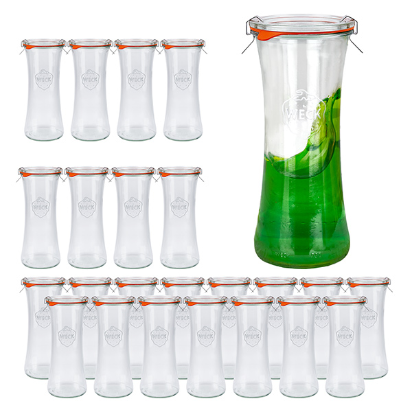 Sæt med 24 Weck-krukker 700 ml delikatessekrukke med glaslåg Sæt med 24 Weck-krukker 700 ml delikatessekrukke med glaslåg