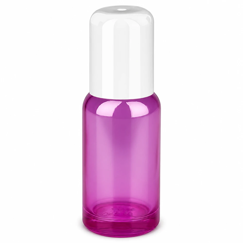 20 ml roll-on-flaske hvid standard PurpleLine UT18/20 20 ml roll-on-flaske lilla transparent med hvid hætte til kosmetik og parfume