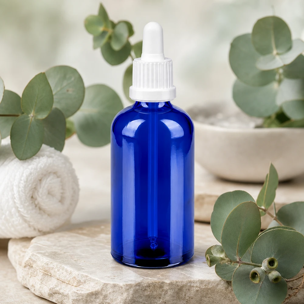 100 ml pipetteflaske hvid OV BlueLine UT18/100 Professionel pipetteflaske 100 ml blå med præcist dråbesystem til laboratorier og aromaterapi