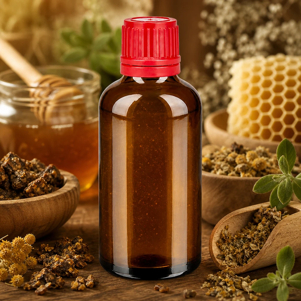50 ml flaske 11 mm SV rød OV BrownLine UT18/50 50 ml BrownLine-dråbeflaske med rød manipulationssikret hætte til præcis dosering
