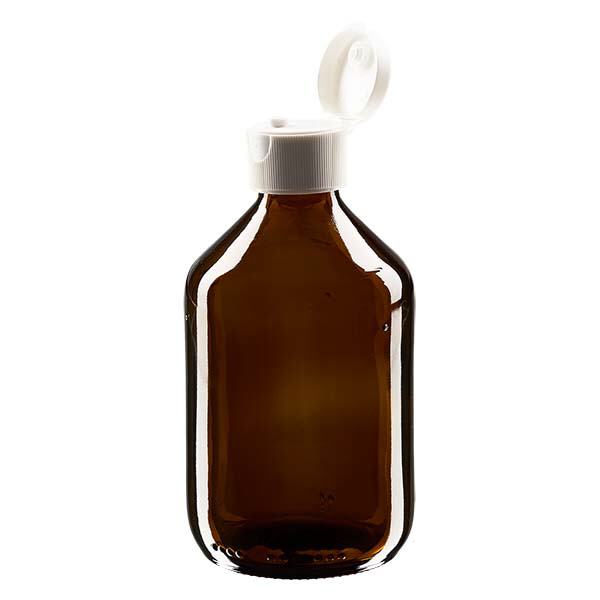 300 ml medicinflaske brun, med flip top ApoGlas. Farmaceutisk kvalitet fra EU-produktion. 28 mm (PP28) gevind. (sirup, let glasflaske) 300 ml medicinflaske brun, med flip top ApoGlas. Farmaceutisk kvalitet fra EU-produktion. 28 mm (PP28) gevind. (sirup, let glasflaske)