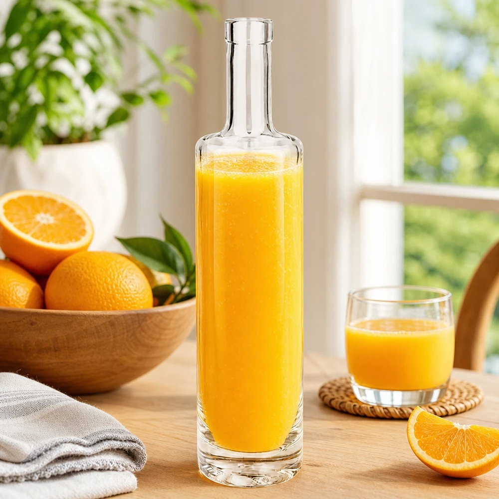500 ml glasflaske »Lina« uden låg UNiTWIST® 500ml Glasflasche Lina mit frischem Orangensaft gefüllt zwischen Orangen und Glas in sonniger Küchenatmosphäre Bild 7