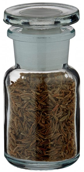 Idé til krydderiglas: apotekerflaske 50 ml med bred hals i klart glas