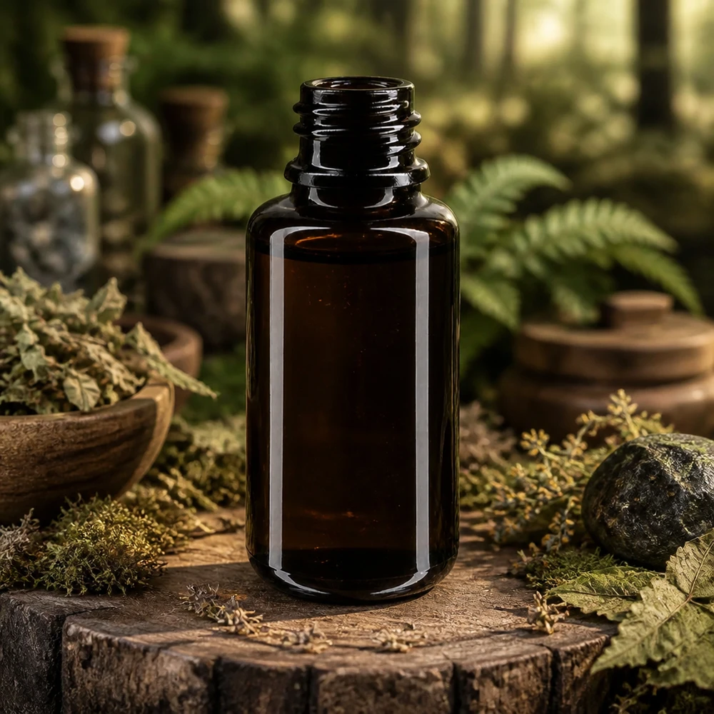 Violet glasflaske 20ml DIN 18 (Mironglas) Kompakt 20 ml Orion-dråbeflaske lavet af violet Miron-glas til naturmedicin og ekstrakter