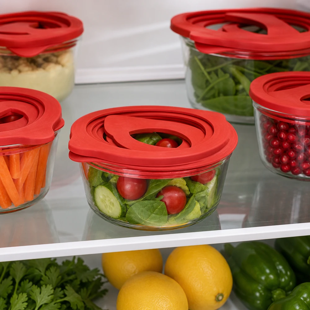 Tætningsring af naturgummi RR80 Einkochring RR80 Naturgummi rot für Vorratsgläser im Kühlschrank mit frischem Salat Gemüse praktische Aufbewahrung