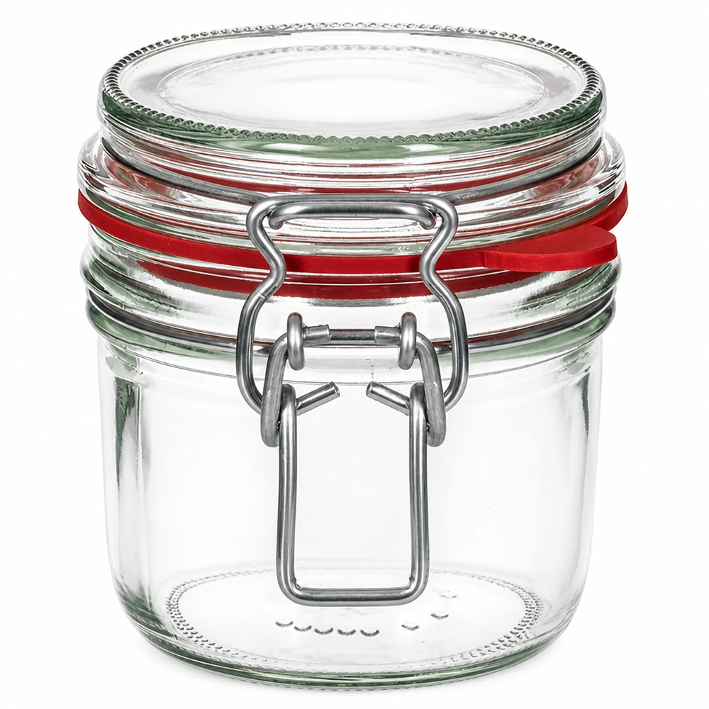 255 ml opbevaringsglas, type G, med bøjlelåg UN.. 255ml Vorratsglas mit Bügelverschluss und roter Dichtung - praktisches Einmachglas für Küche und Vorratshaltung