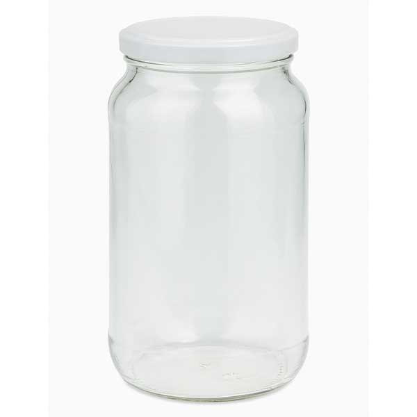 1062 ml rund krukke med BasicSeal-låg hvid UNiTWIST