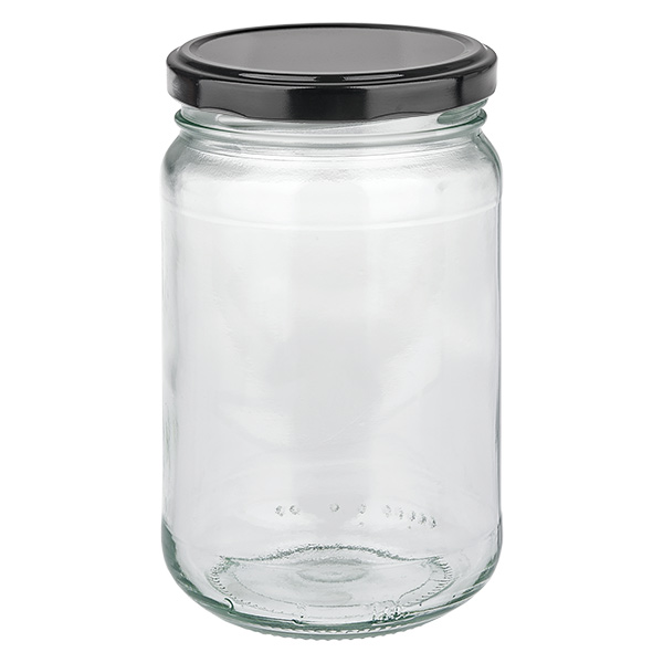 305 ml rund krukke med BasicSeal-låg sort UNiTWIST