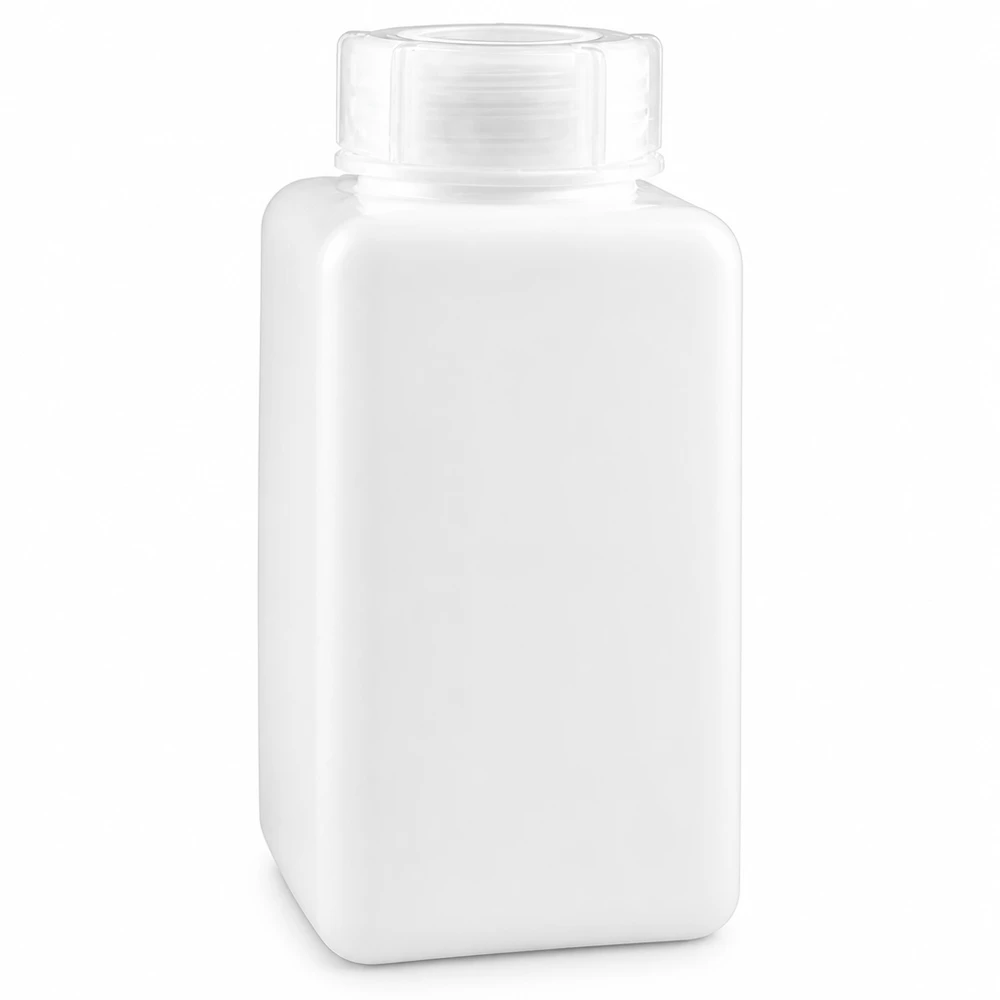 Kemikalieflaske 1500 ml, bred hals fremstillet af PE-HD, naturfarvet 1500 ml kemikalieflaske af PE-HD med bred hals i naturhvid til sikker opbevaring