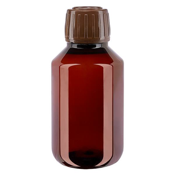 PET-flaske 100 ml med brun hætte OV PET-flaske 100 ml med brun hætte OV