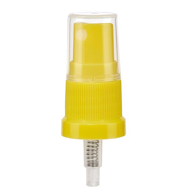 Pumpeforstøver gul (DIN18, UT18) med gennemsigtig hætte som standard. Til ApoGlas®, UNiTWIST® & Miron® Apoteksflasker 5-100 ml med 18 mm gevind. Pumpeforstøver gul (DIN18, UT18) med gennemsigtig hætte som standard. Til ApoGlas®, UNiTWIST® & Miron® Apoteksflasker 5-100 ml med 18 mm gevind.
