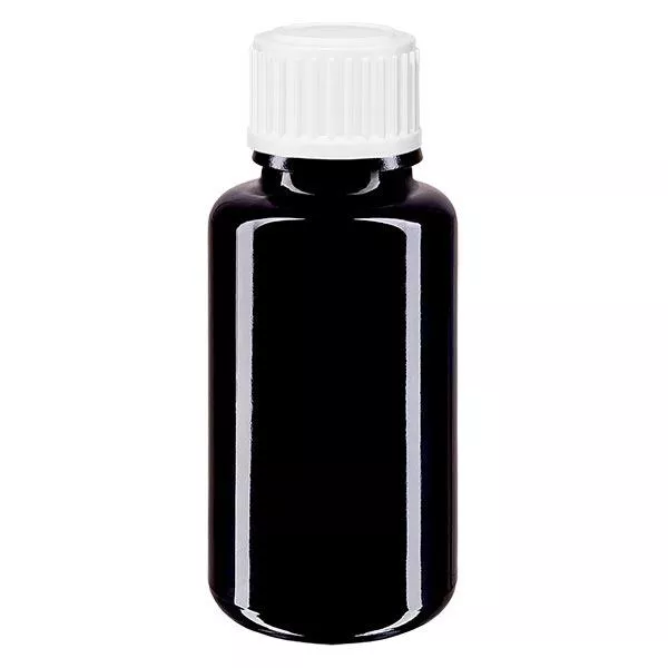 Apoteksflaske viol. 20ml dråbetæller hvid 0,8mm stk. Apoteksflaske viol. 20ml dråbetæller hvid 0,8mm stk.