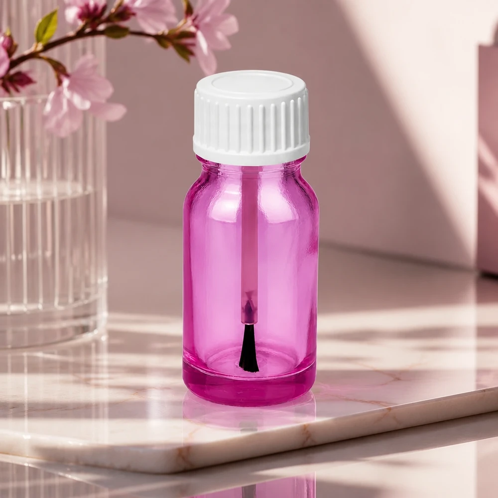 10 ml børsteflaske hvid standard PurpleLine UT18/10 10 ml børsteflaske af gennemsigtig plast med hvid hætte STD PurpleLine UT18/10