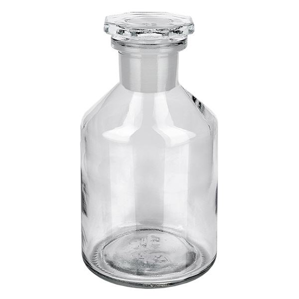 Steep neck-flaske 50 ml klar glasprop med smal hals Flaske med skrå bryst, 50 ml, af klart glas med glasprop til laboratoriebrug