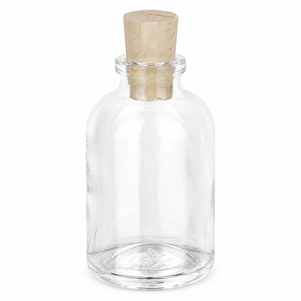 Flaske i klart glas 50 ml med kork 11/14 mm Leere Klarglasflasche 50ml mit passendem Korken 11/14mm für vielseitige Verwendung