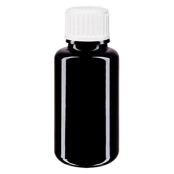 Apoteksflaske viol. 20ml skruelåg hvid stk. Apoteksflaske viol. 20ml skruelåg hvid stk.