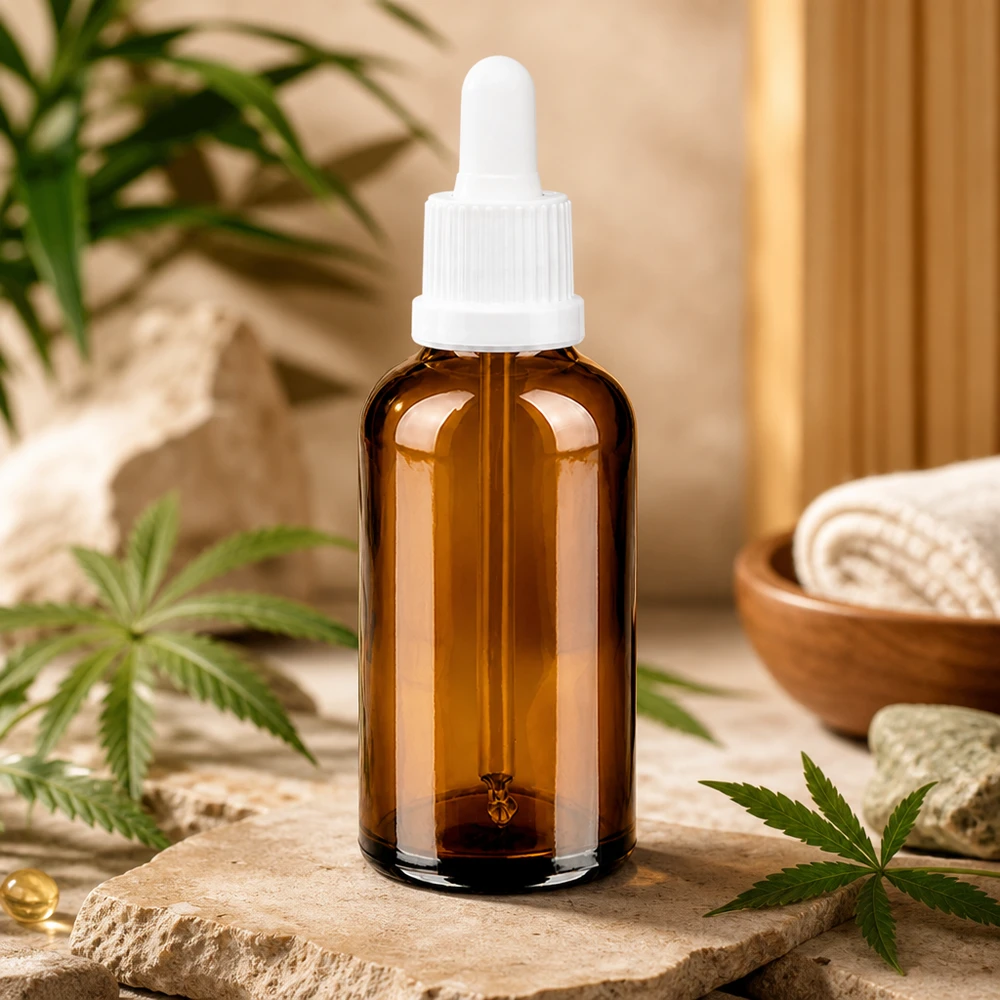 50 ml pipetteflaske hvid OV BrownLine UT18/50 50 ml BrownLine-glasflaske med pipette, ideel til æteriske olier og serum