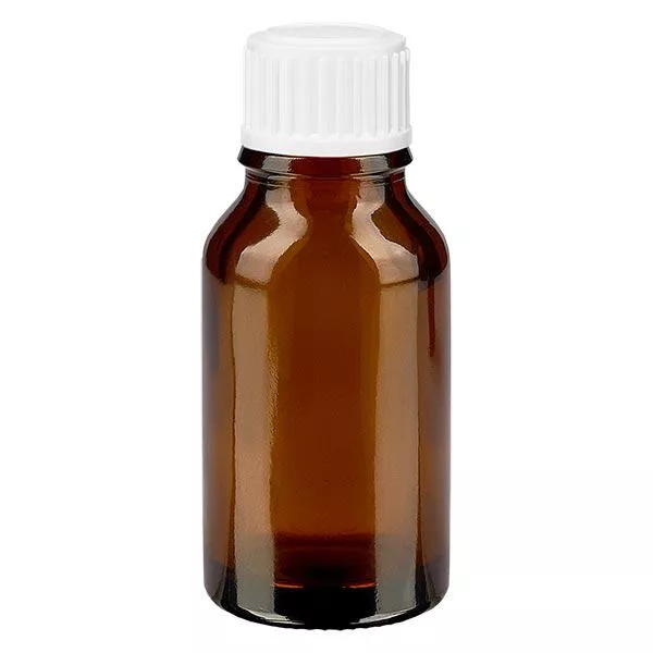 Apoteksflaske brun 30ml skruelåg hvide kugler St Apoteksflaske brun 30ml skruelåg hvide kugler St