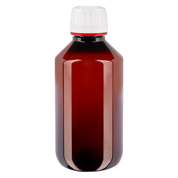 PET-flaske 200 ml med hvid/rød hætte OV PET-flaske 200 ml med hvid/rød hætte OV