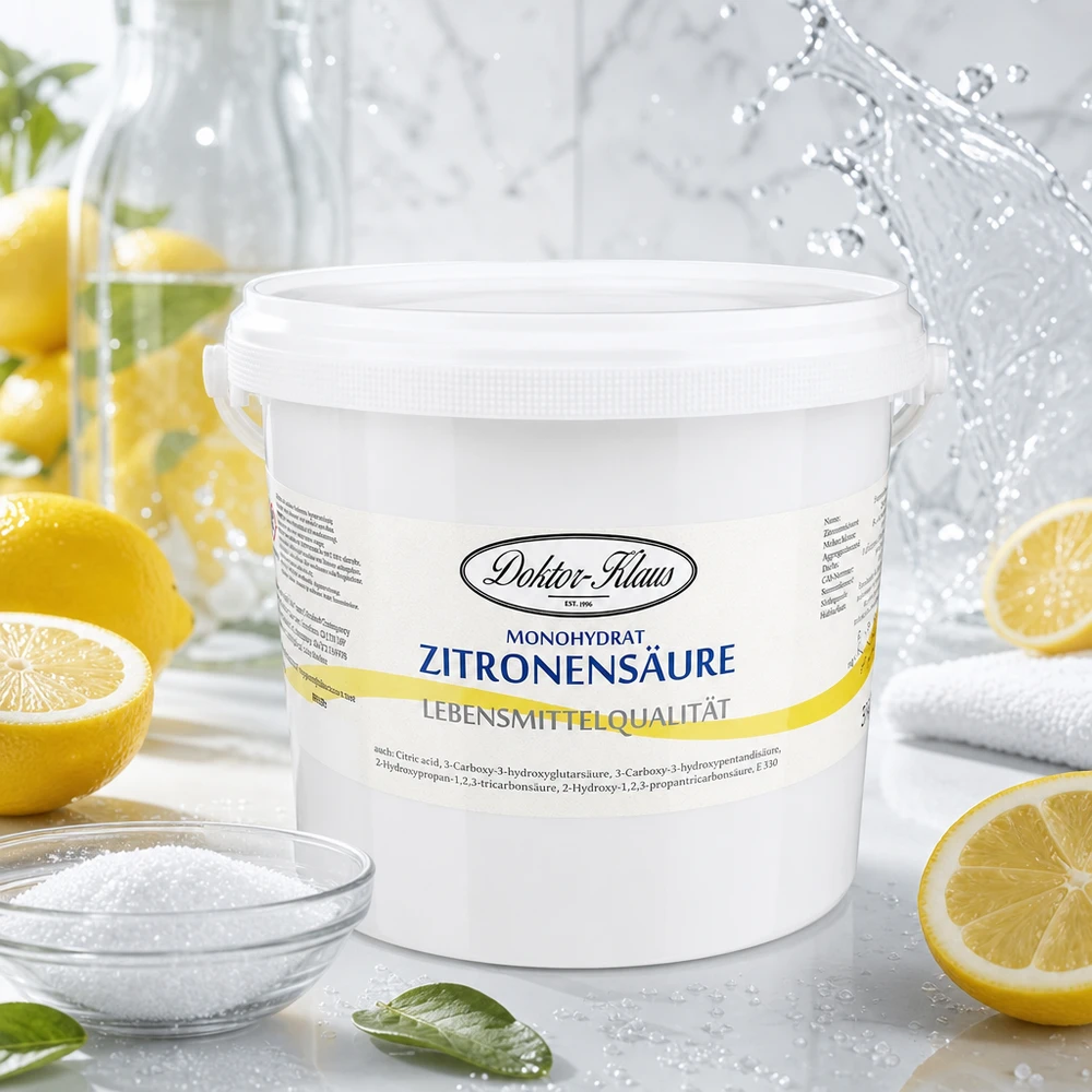 5 kg citronsyre Doktor-Klaus Doktor-Klaus citronsyre 5 kg med citrondekoration viser naturlig oprindelse til husholdningsrengøring