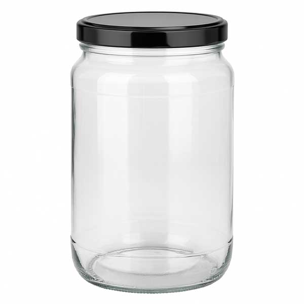 1700 ml rund krukke med BasicSeal-låg sort UNiTWIST