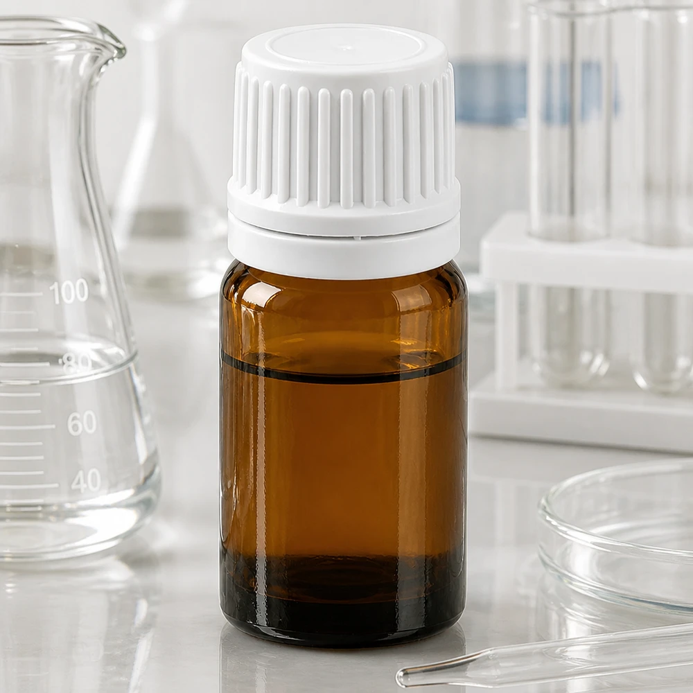 5 ml Dropperflaske 0,7 mm hvid OV BrownLine UT18/5 5 ml BrownLine-dråbeflaske med hvid OV-hætte til laboratorie- og lægemiddelbrug