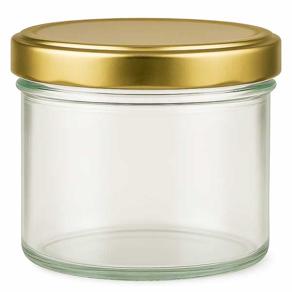 230 ml cylinderglas med BasicSeal-låg i guld UNiTWIST