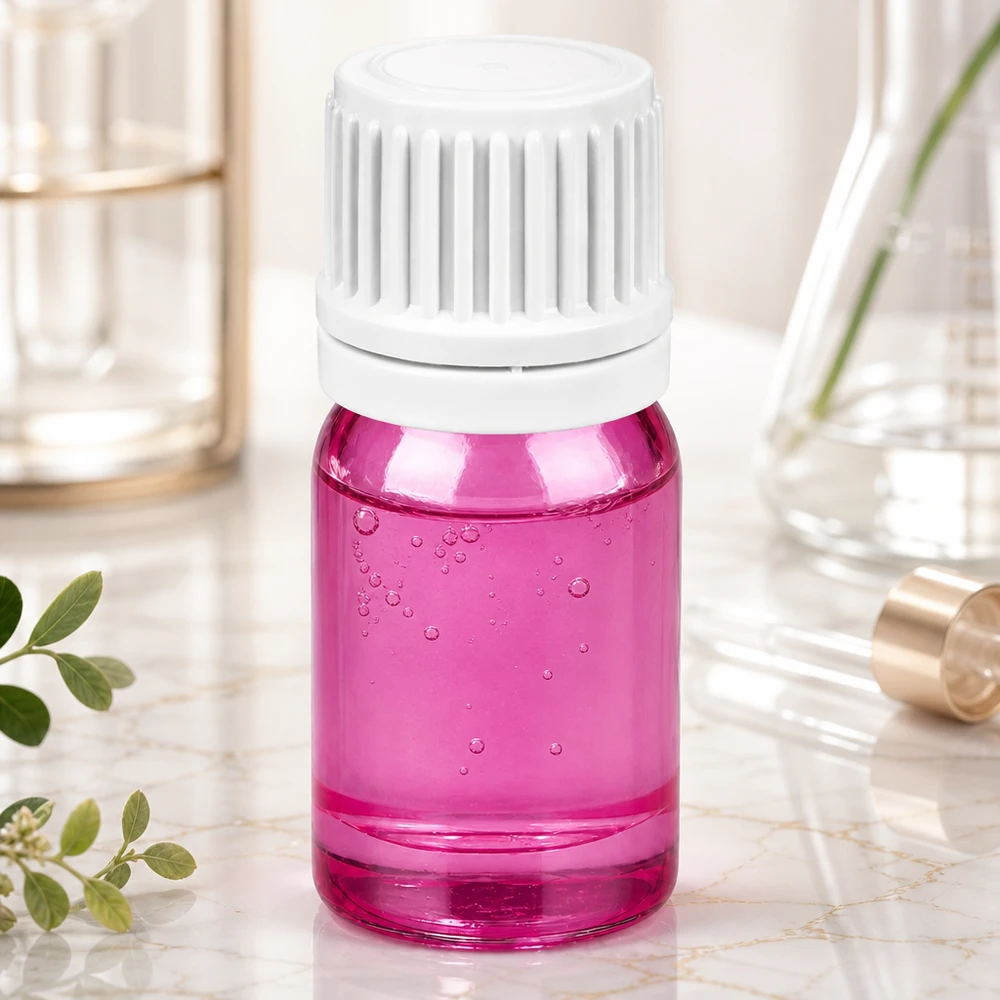 5 ml dråbeflaske 0,7 mm hvid Originality skruelåg PurpleLine UT18/5 Lille 5 ml glasflaske med præcis dråbehætte i elegant lilla til skønhedsanvendelser