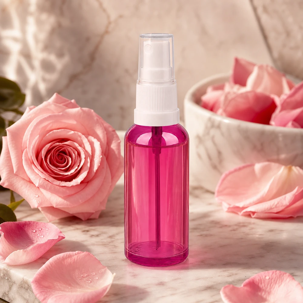 50 ml sprayflaske hvid/transparent Standard PurpleLine UT18/50 Tom 50 ml sprayflaske i gennemsigtig lilla med hvidt sprayhoved til DIY-kosmetik