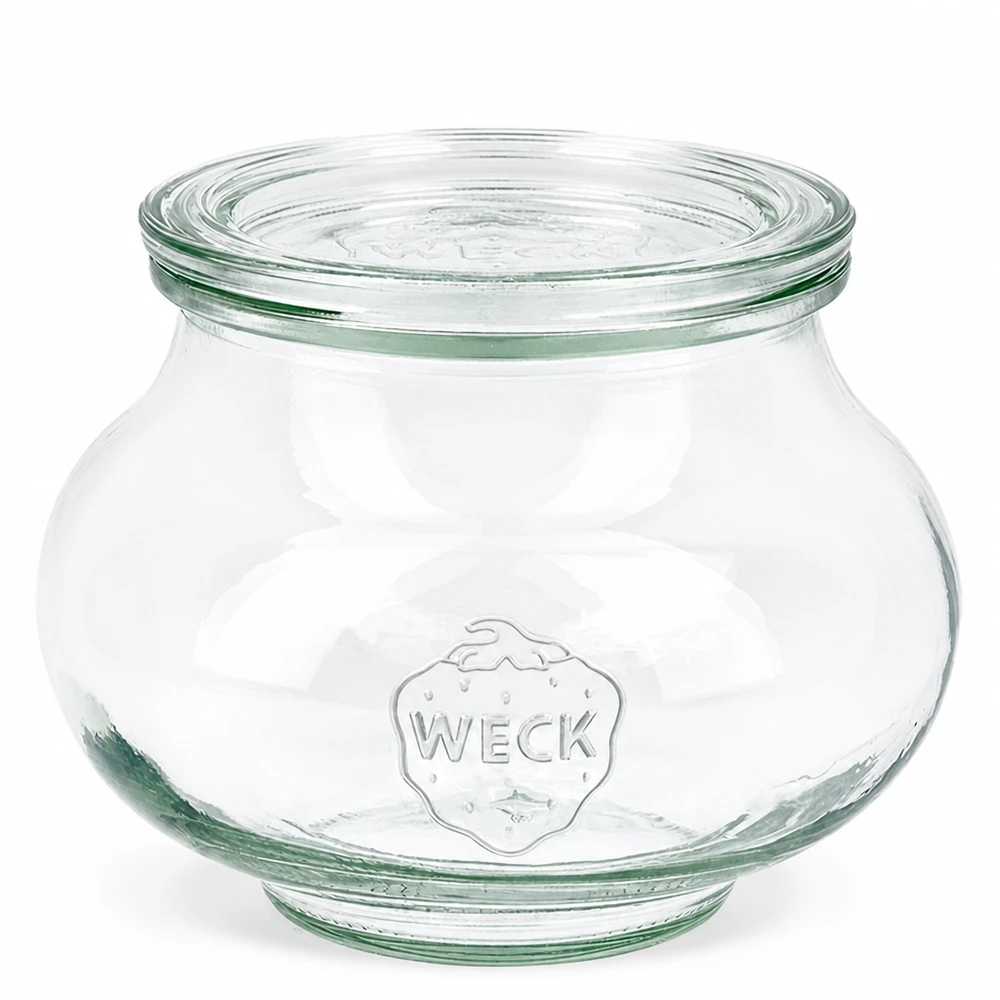 560 ml dekorativt glas med glaslåg WECK RR80 WECK smykkeglas 560 ml med glaslåg RR80 Konservesglas transparent rund