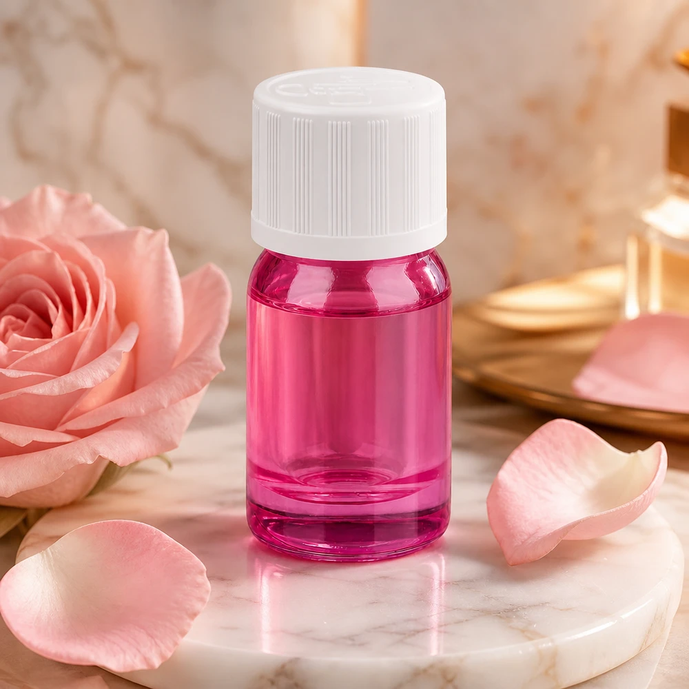 5ml flaske 11mm skruelåg hvid standard børnesikret PurpleLine UT18/5 Kompakt 5 ml violet glasflaske med børnesikring, ideel til parfumer og essenser