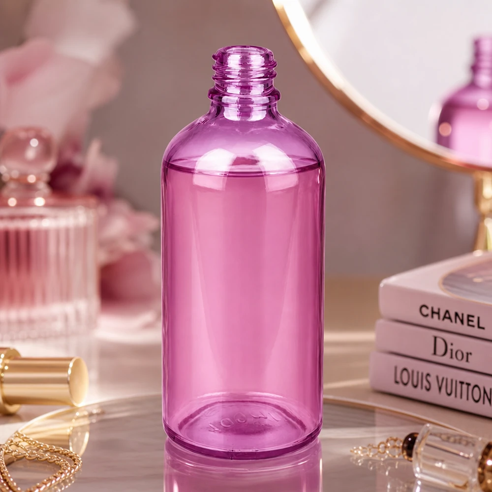 100 ml PurpleLine UT18/100 UNiTWIST-apoteksflaske Gennemsigtig apoteksflaske 100 ml PurpleLine med slank silhuet og UNiTWIST UT18-gevind