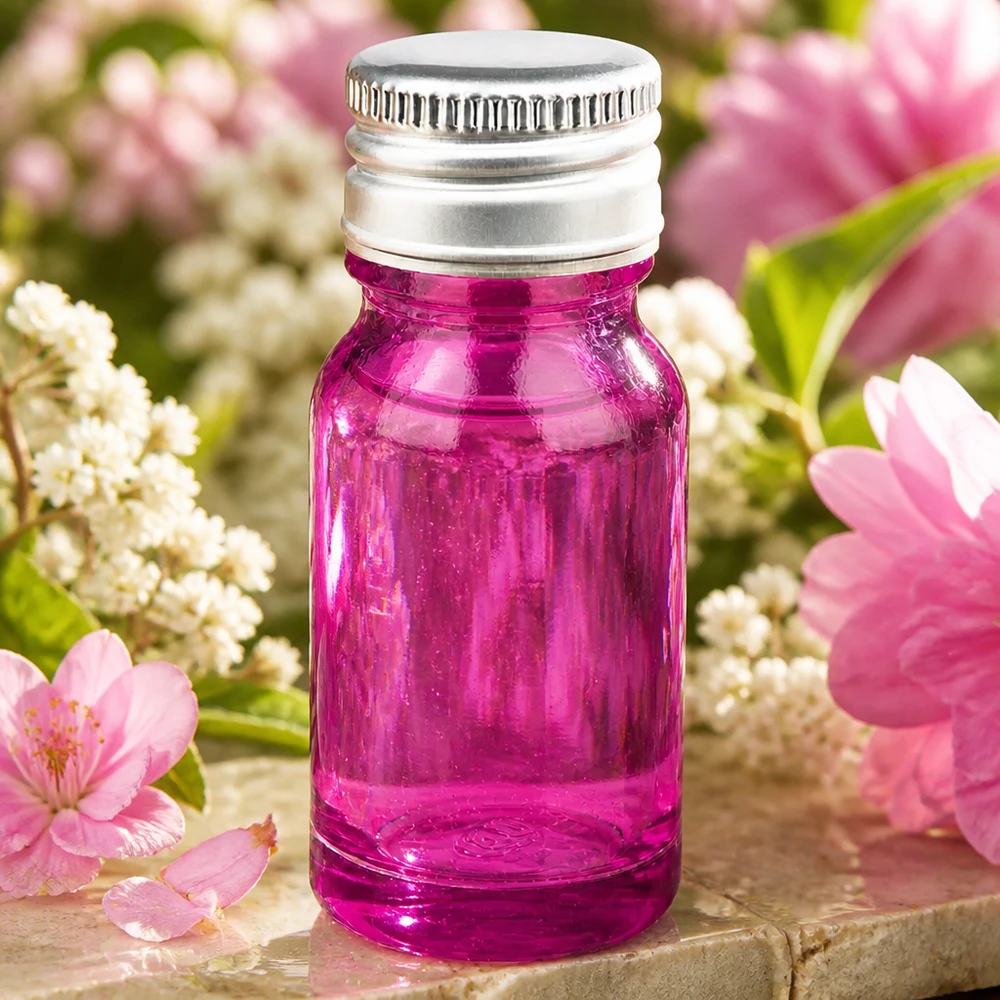 10ml flaske 11mm skruelåg aluminium-sølv standard PurpleLine.UT18/10 Elegant 10 ml flaske i strålende violet med sølvfarvet aluminiumslåg af høj kvalitet