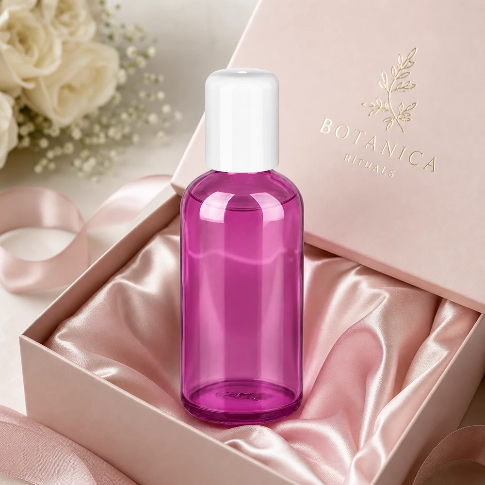 100 ml roll-on-flaske hvid standard PurpleLine UT18/100 Transparent 100 ml roll-on-flaske i lilla med praktisk roll-on-hætte til nem dosering