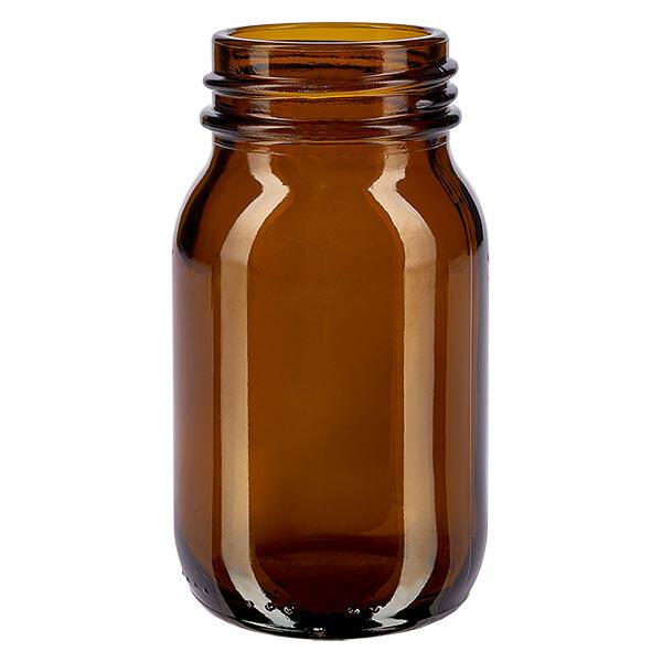 100 ml flaske med bred hals i ravfarvet glas