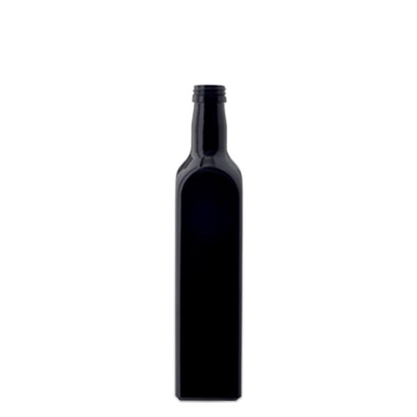 Olieflaske i violet glas 500 ml, firkantet, UNI 31,5x24 Olieflaske i violet glas 500 ml, firkantet, UNI 31,5x24
