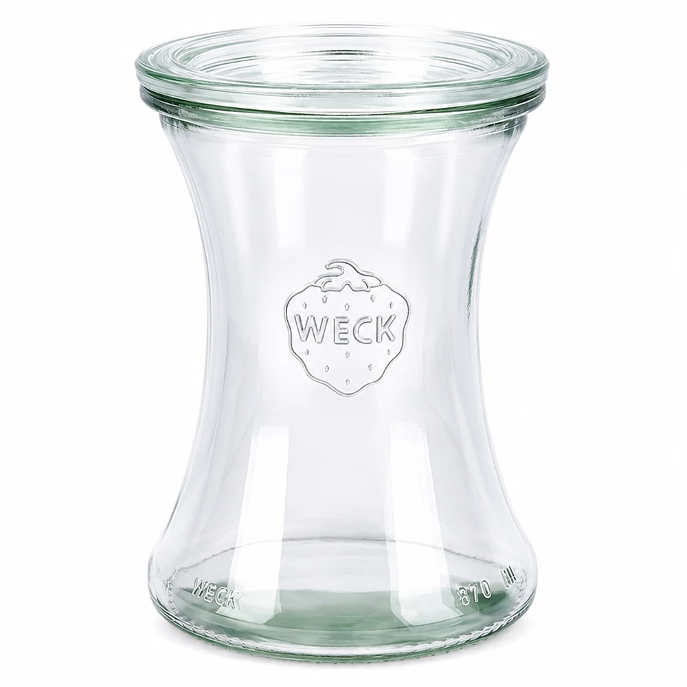 WECK delikatesseglas 370 ml med glaslåg RR80 tomt konservesglas transparent med WECK-logo