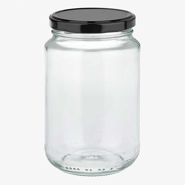 375 ml rund krukke med BasicSeal-låg sort UNiTWIST