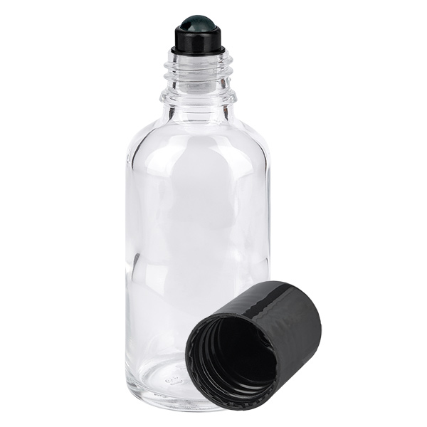 Apoteksflaske klar 50 ml roll-on hætte sort Apoteksflaske klar 50 ml roll-on hætte sort