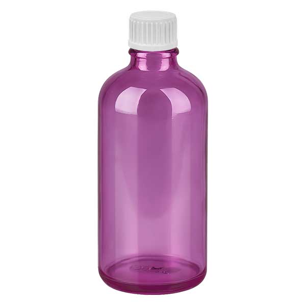 100 ml (globule) flaske 3 mm hældering hvid Standard PurpleLine. UT18/100