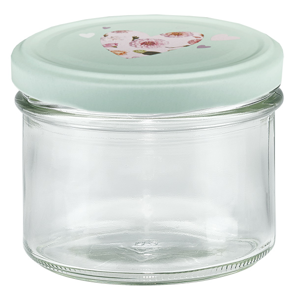 225 ml skålglas + BasicSeal låg hjerte mint UNiTWIST