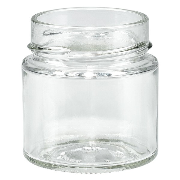 Glaskrukke 135ml klar, uden låg, gevind TO58deep Glaskrukke 135ml klar, uden låg, gevind TO58deep