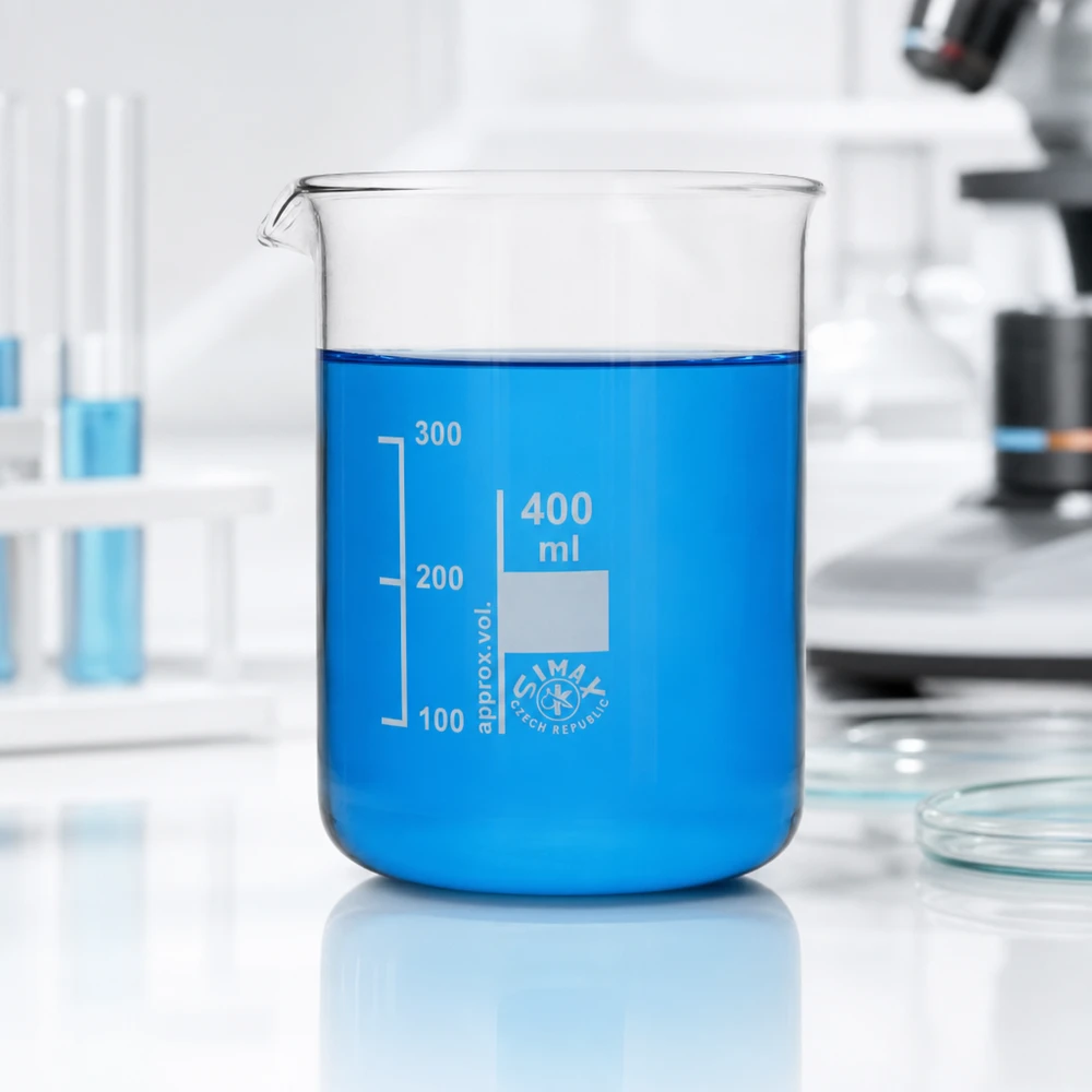 Bægerglas 400 ml borosilikatglas, lav form Robust borosilikatglasbæger 400 ml med klar graduering til kemiske eksperimenter
