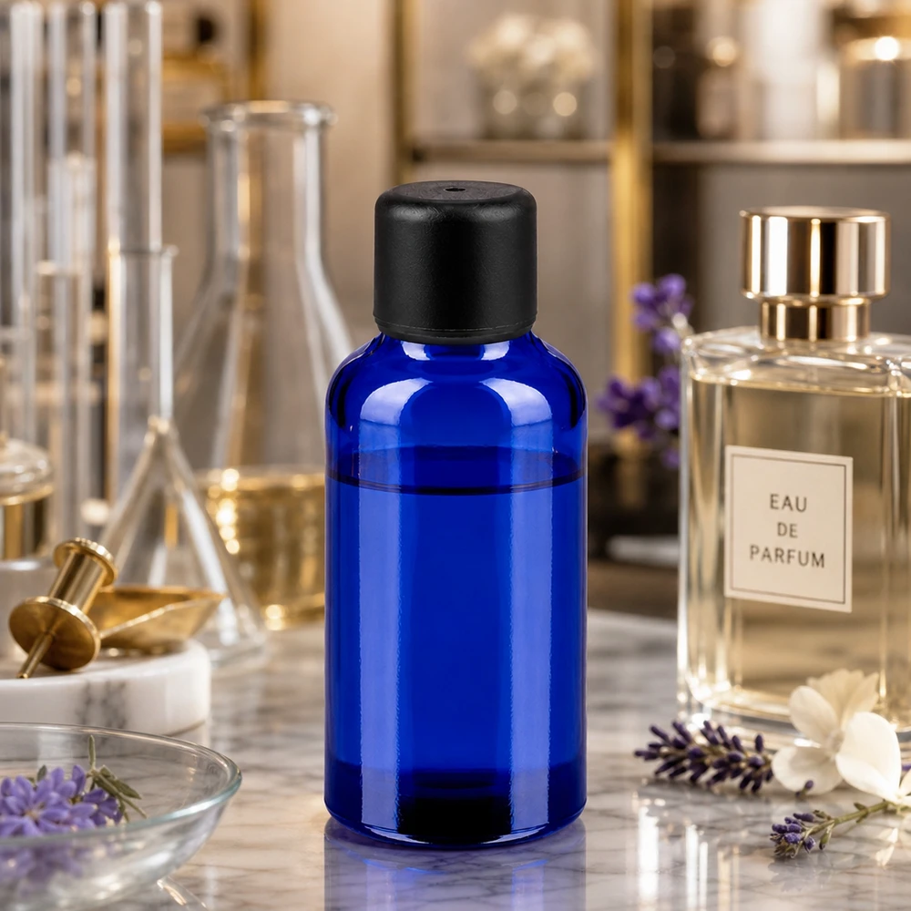 Praktisk 30 ml glasflaske i elegant blå til professionel parfumeproduktion og aromablandinger