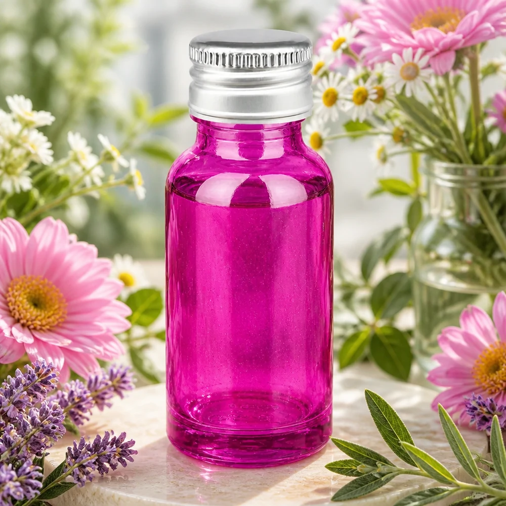 20 ml flaske 11 mm skruelåg aluminium-sølv standard PurpleLine.UT18/20 20 ml violet glasflaske af høj kvalitet med skruelåg af aluminium til UV-beskyttelse og aromaterapi