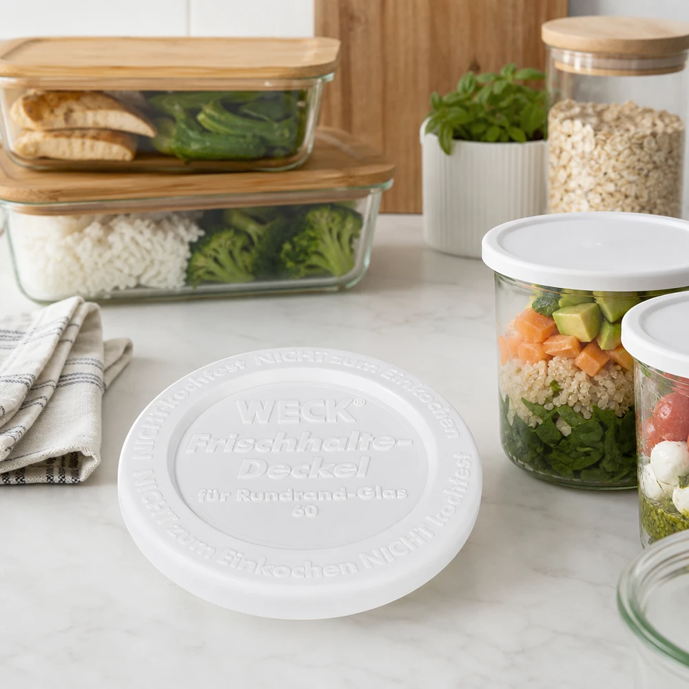 WECK Keep Fresh Lid RR60 Meal Prep Salad in a jar Tilbered sunde måltider Lag-på-lag-krukke Grøntsager
