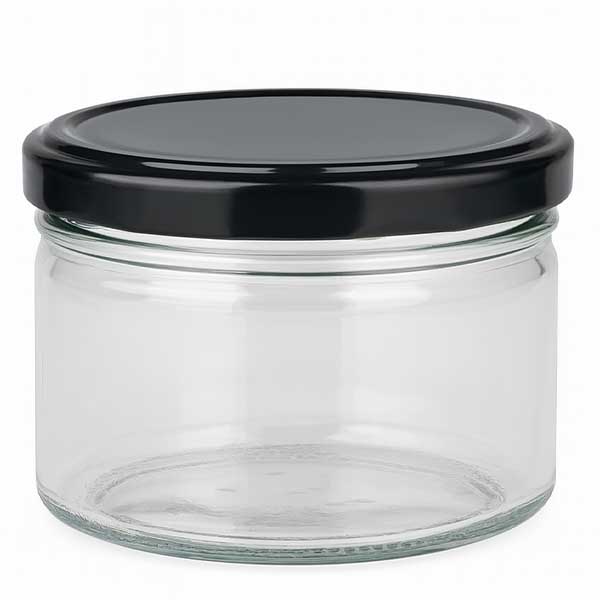 540 ml rund krukke med BasicSeal-låg sort UNiTWIST
