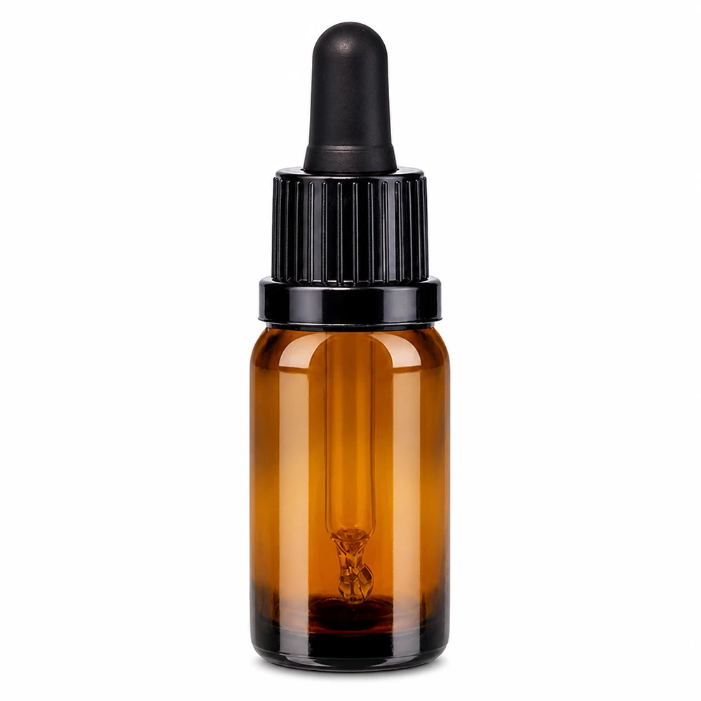 10 ml pipetteflaske sort OV BrownLine UT18/10 10 ml pipetteflaske brun med sort dråbehætte til æteriske olier og serum
