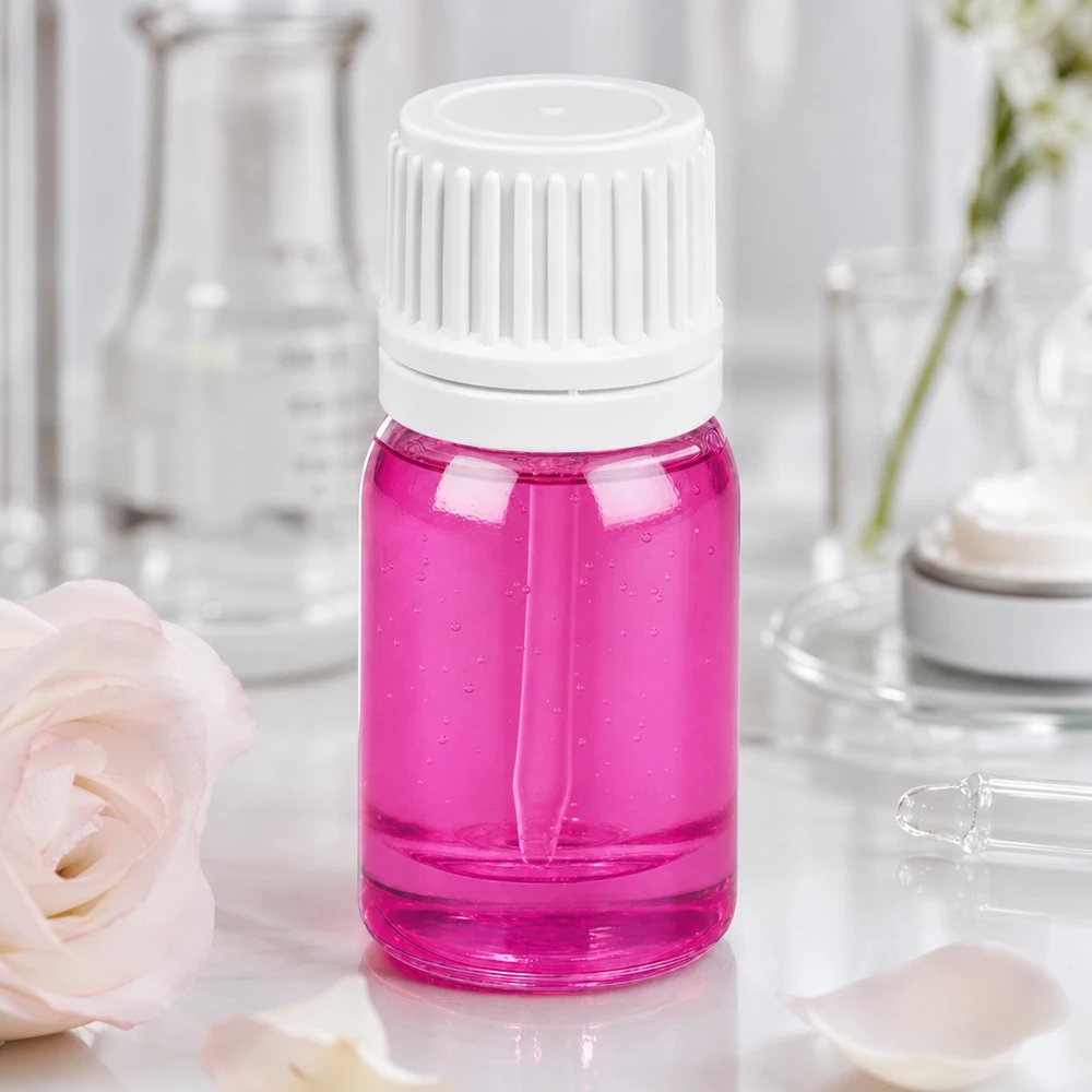 5ml flaske 11mm skruelåg hvid Originality skruelåg PurpleLine UT18/5 Lilla 5 ml flaske af højkvalitetsglas med børnesikret hvidt skruelåg