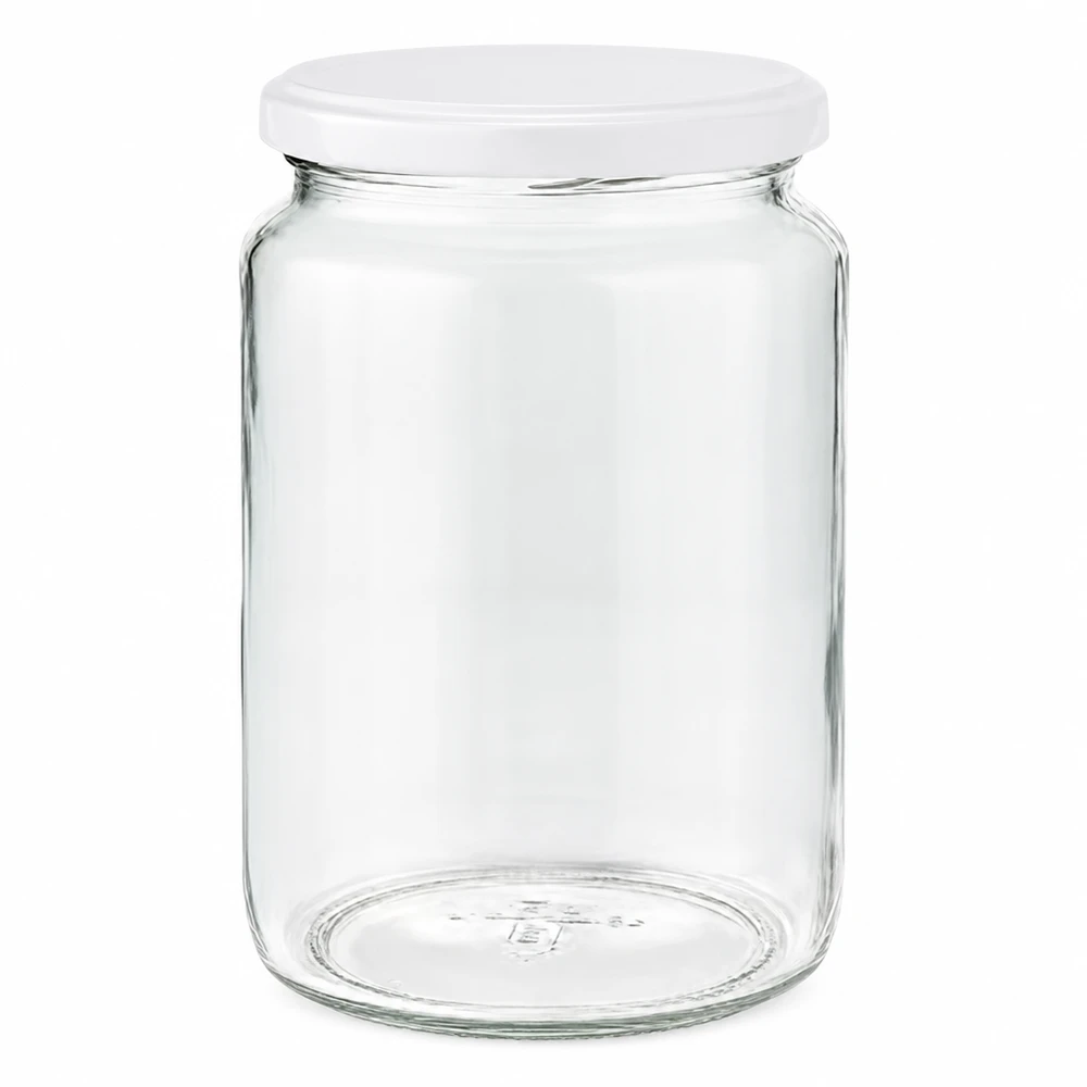 795 ml rund krukke med BasicSeal-låg hvid UNiTWIST 795 ml rund krukke med hvidt BasicSeal-låg UNiTWIST - tom konserveringskrukke af klart glas til opbevaring